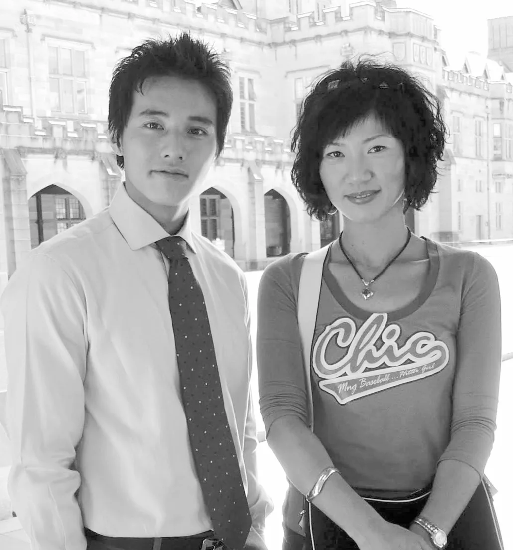 Archival photograph — Seri, principal hair and make-up stylist, with S. Korea Celebrities